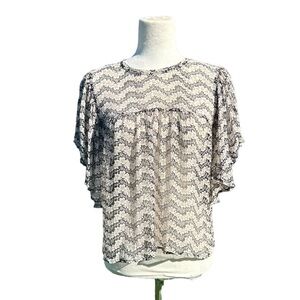 The Kooples Silk Sheer Dark Floral Top